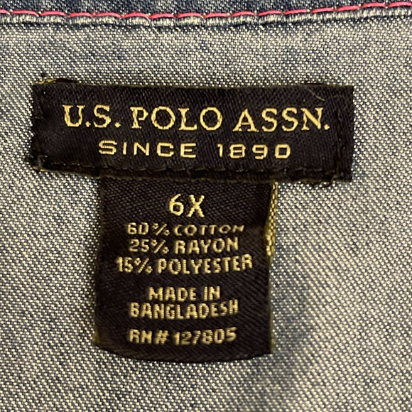 U. S. Polo Assn. Shortall jeans Girl Sz 6X Gently used - Picture 3 of 6